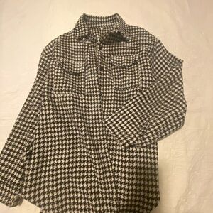 Black and White Houndstooth Shirt Jacket Size Large